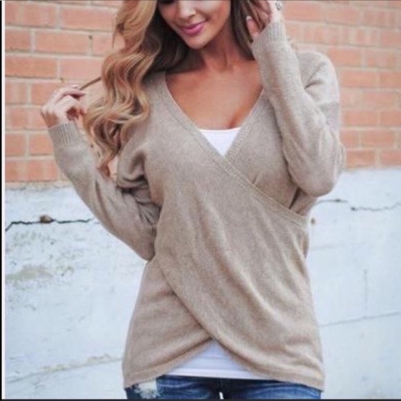 Trindy Clozet Boutique Sweaters - Oatmeal Draped Sweater